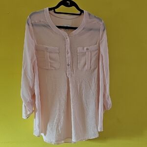 Women's Pink Button-Up Blouse